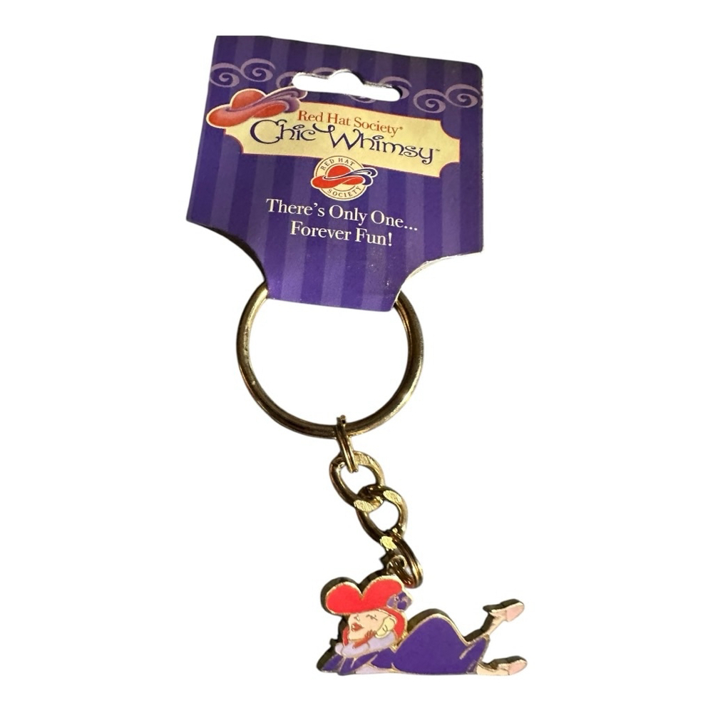 Red Hat Society Keychain Purple Red One Size